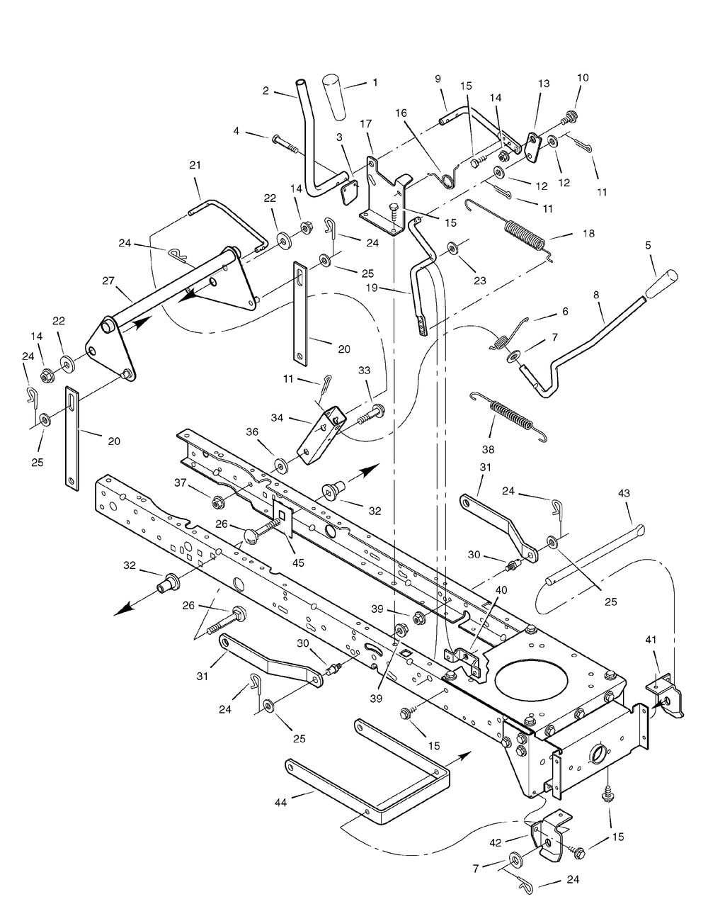 Mower Housing Suspension Diagram and Parts List for 405607X78A 2006 Briggs and Stratton Lawn Tractor